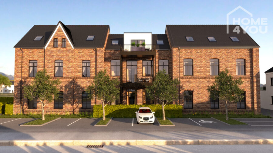 Exklusives Wohnen „Alte Schule“, 57,80 qm, 2 Zi, Bad, Diele, Aufzug, Balkon, Fertig 2023, 50181 Bedburg / Kirchtroisdorf, Dachgeschosswohnung