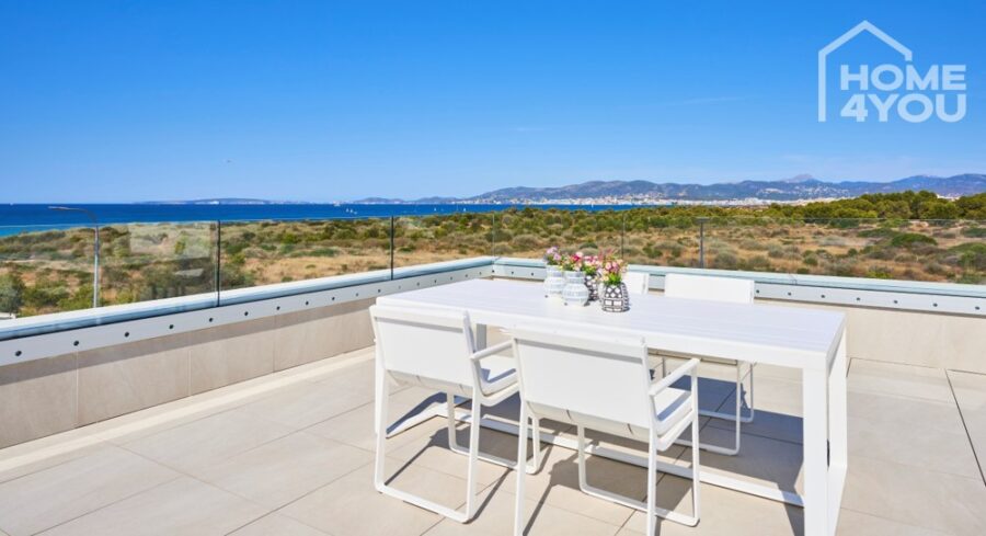 Neubau-Reihenvillen in Cala Estancia,Wohnen direkt am Meer. 140qm, 3SZ, 3 Bäder, Dachterrasse, Pool, 07610 Palma (Spanien), Reihenhaus