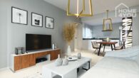 Moderne Neubau-Wohnung, Pool, 1.OG, 164 qm, 2 SZ, 2 Bäder, Sonnenterrasse Top-Lage der Cala Murada - Visualisierung Wohnzimmer 3