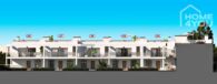 Neubau-Reihenvillen in Cala Estancia,Wohnen direkt am Meer. 140qm, 3SZ, 3 Bäder, Dachterrasse, Pool - Fassade Häuser 4-8